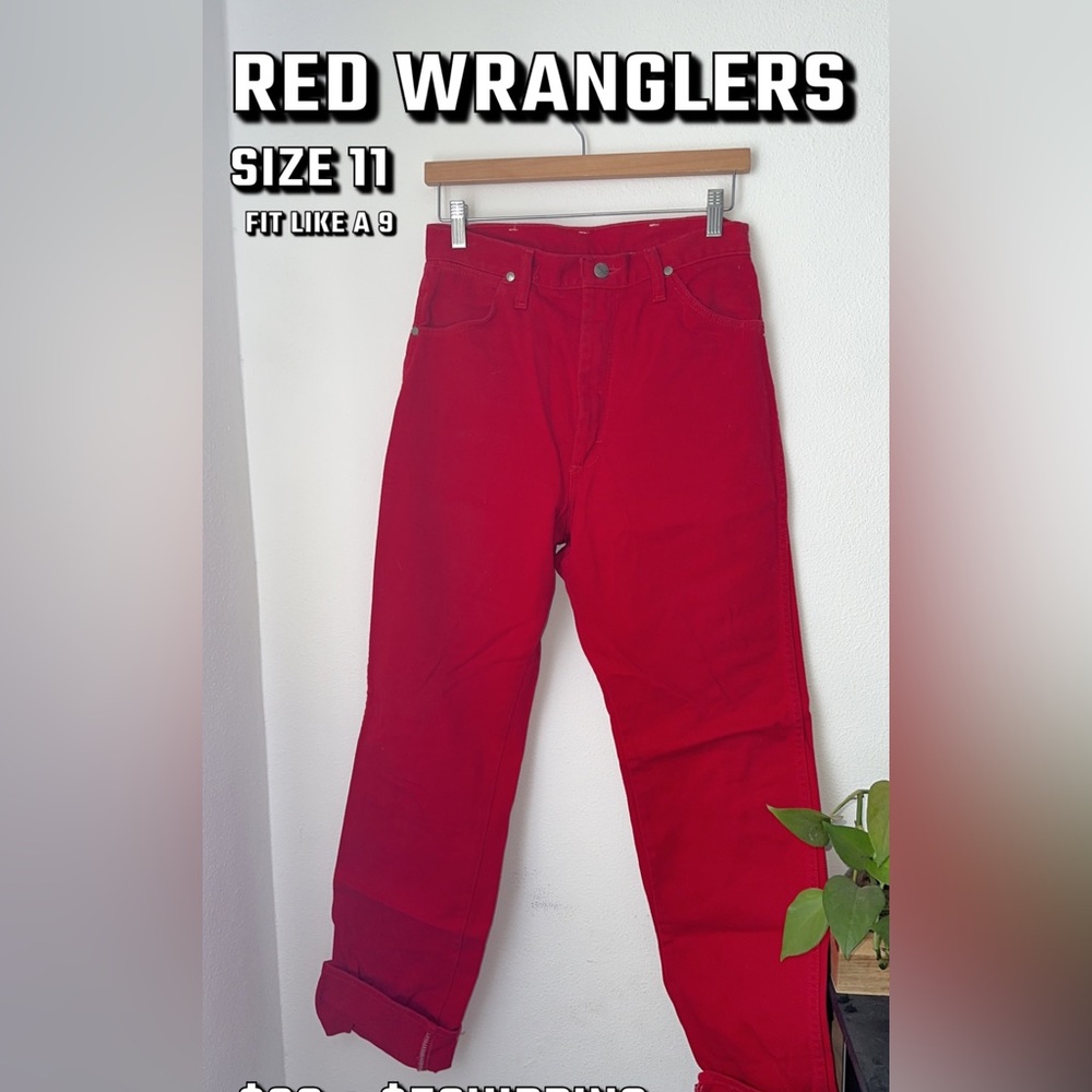 Red wrangler jeans